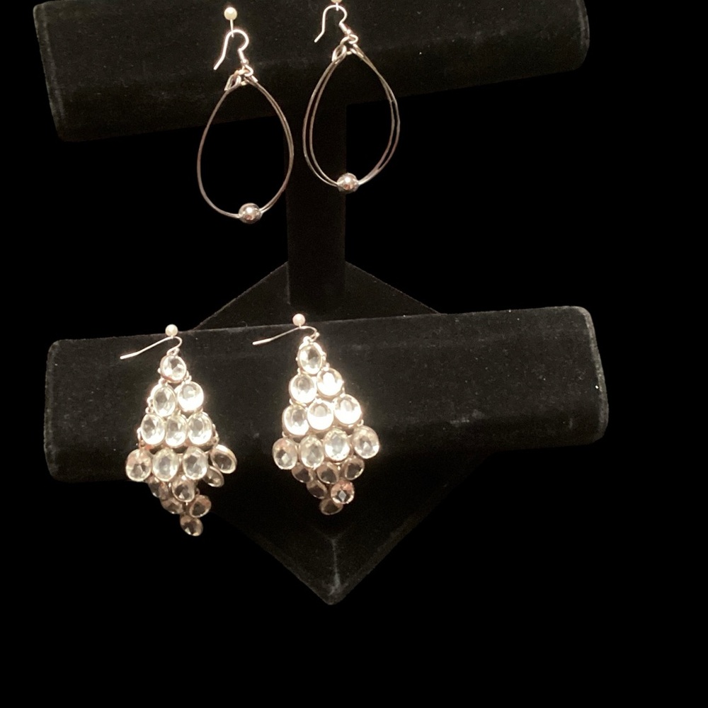 Two pair costume jewelry earrings